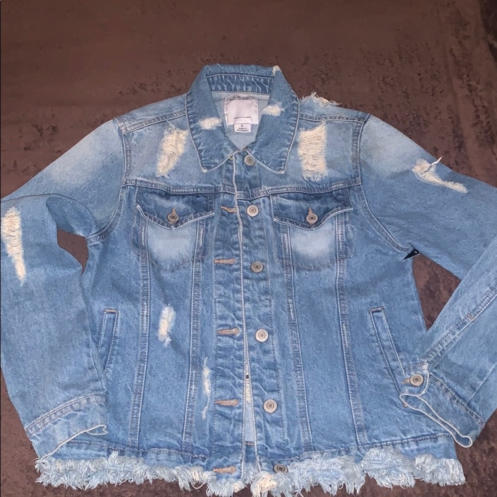 Iris Button Down Distressed Denim Jacket | Size:S - image 2